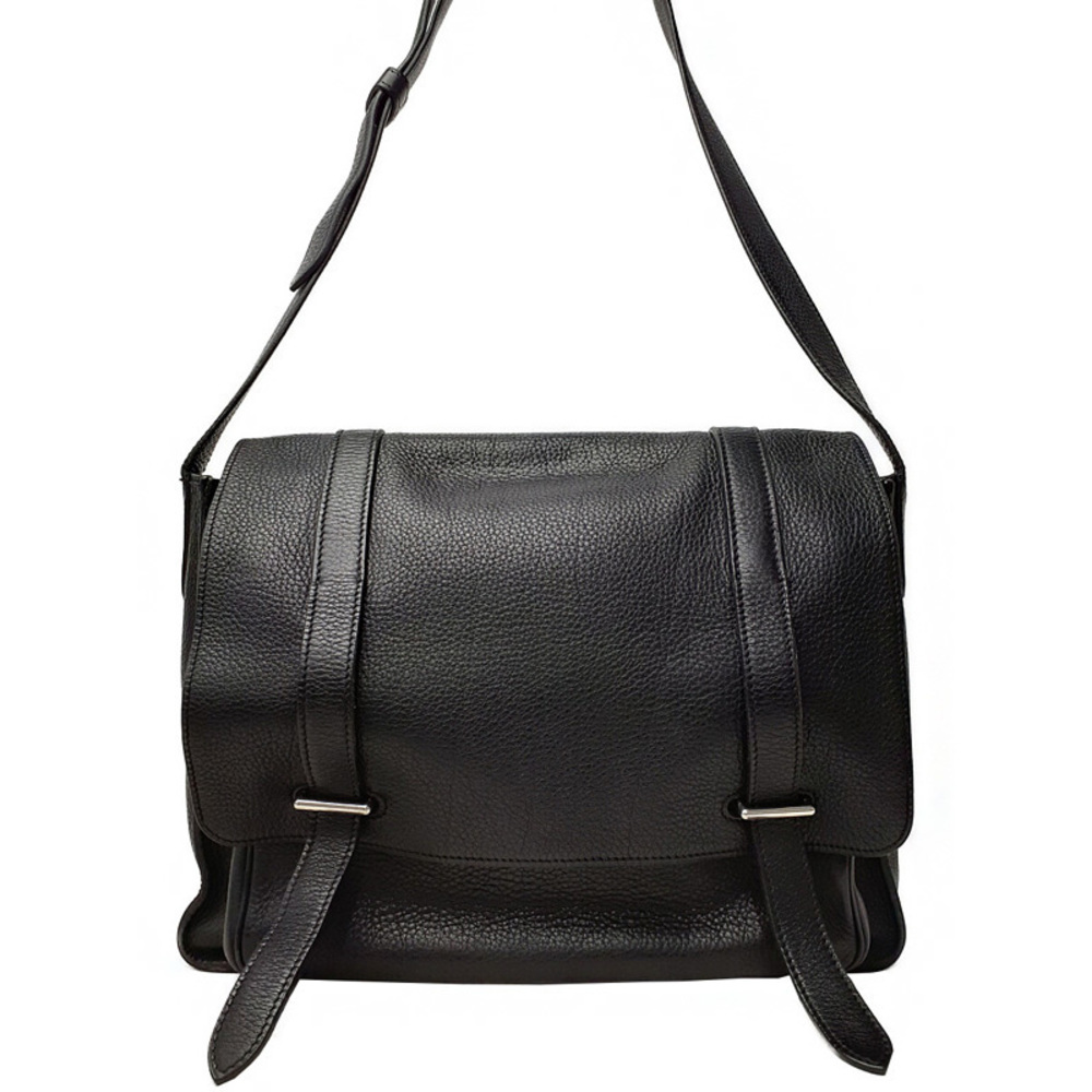 Hermes Steve Buzas Engraved Shoulder Bag Black
